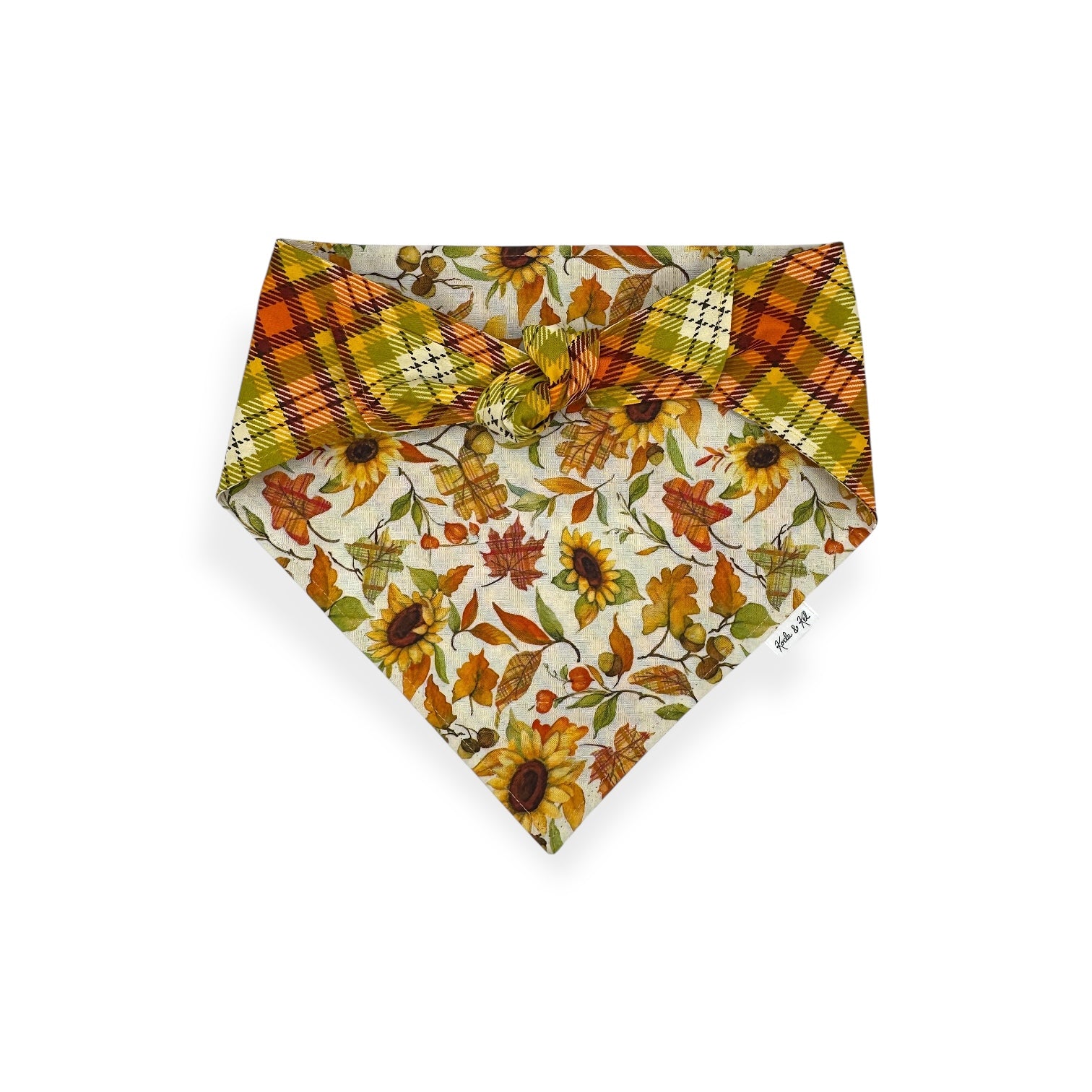 Sunflowers & Autumn Leaves Tie On Bandana