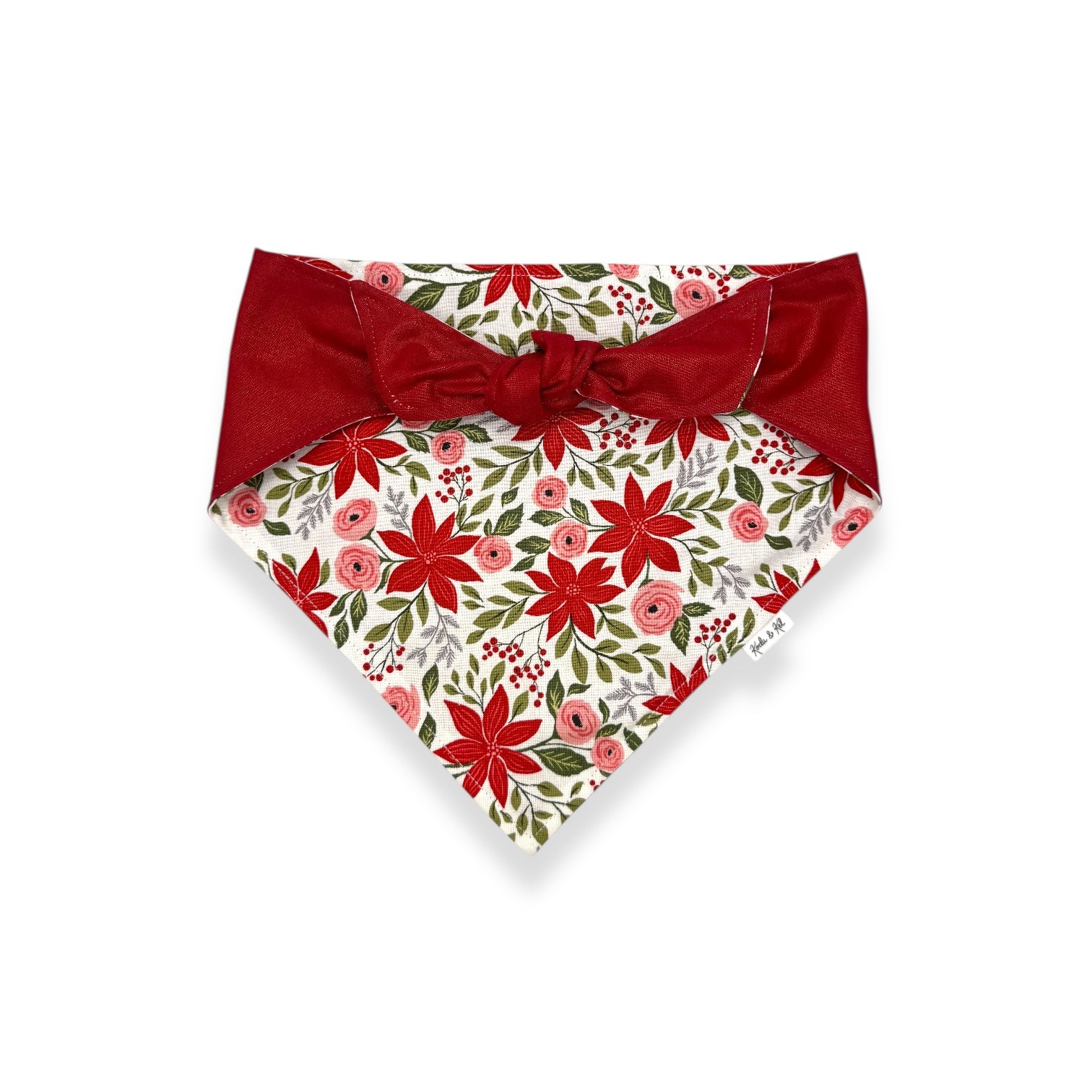 Poinsettia & Roses Tie On Bandana