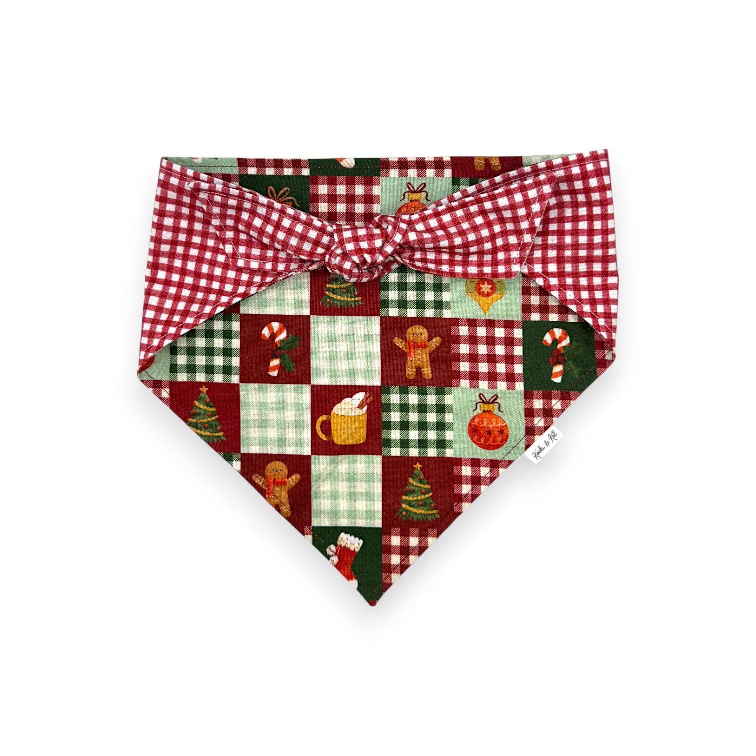Christmas Patchwork Tie On Bandana