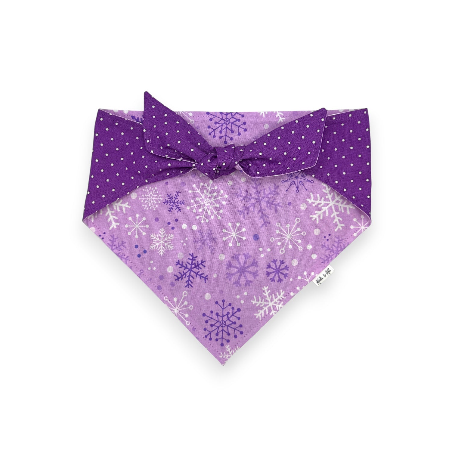 Purple Snowflakes Tie On Bandana