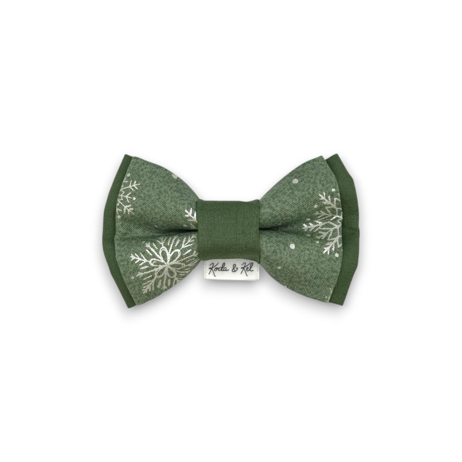 Silver Snowflakes on Sage Bow Tie