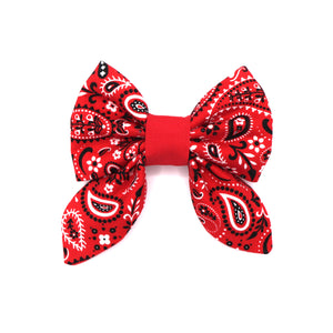 Red Paisley Sailor Bow
