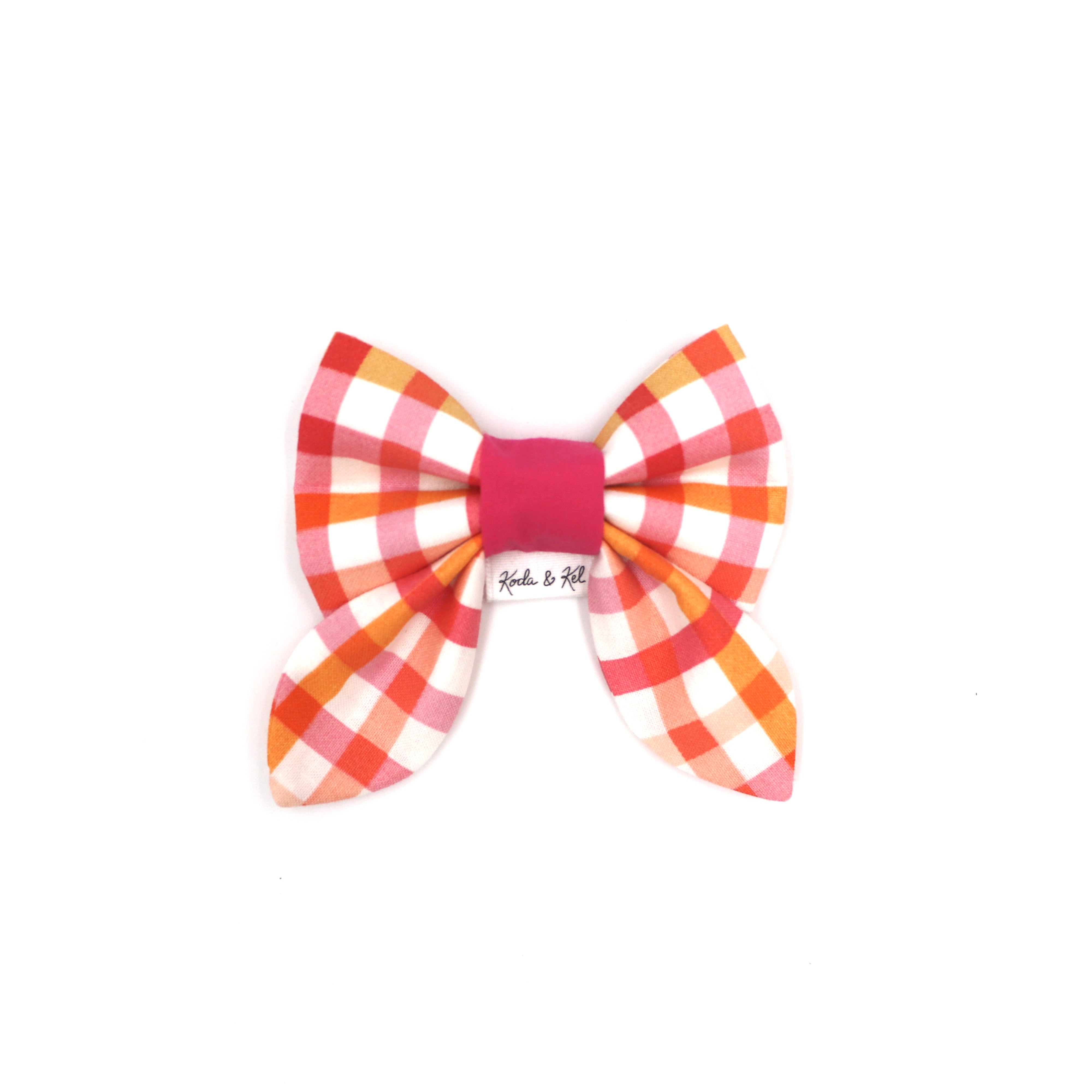Pink Orange Plaid Sailor Bow